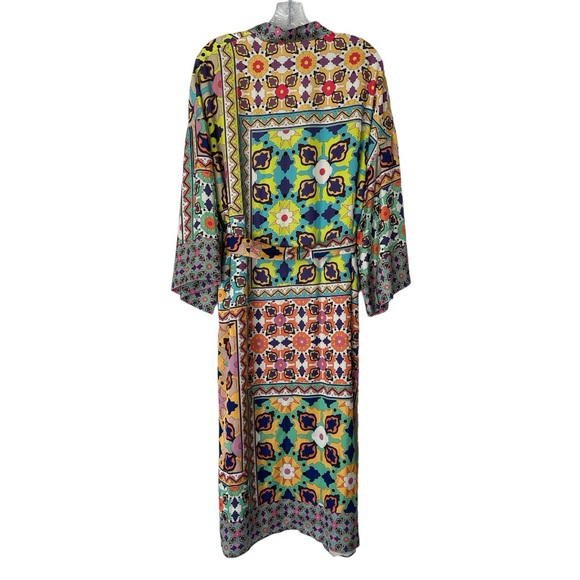 Zara Women's Kimono Robe Style Floral Print Midi Open Front With Tie Size M NWT - Picture 8 of 15